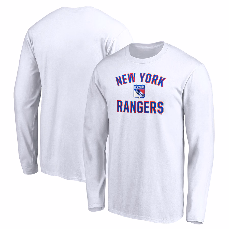 Men's New York Rangers White Victory Arch Long Sleeve T-Shirt - Jersey
