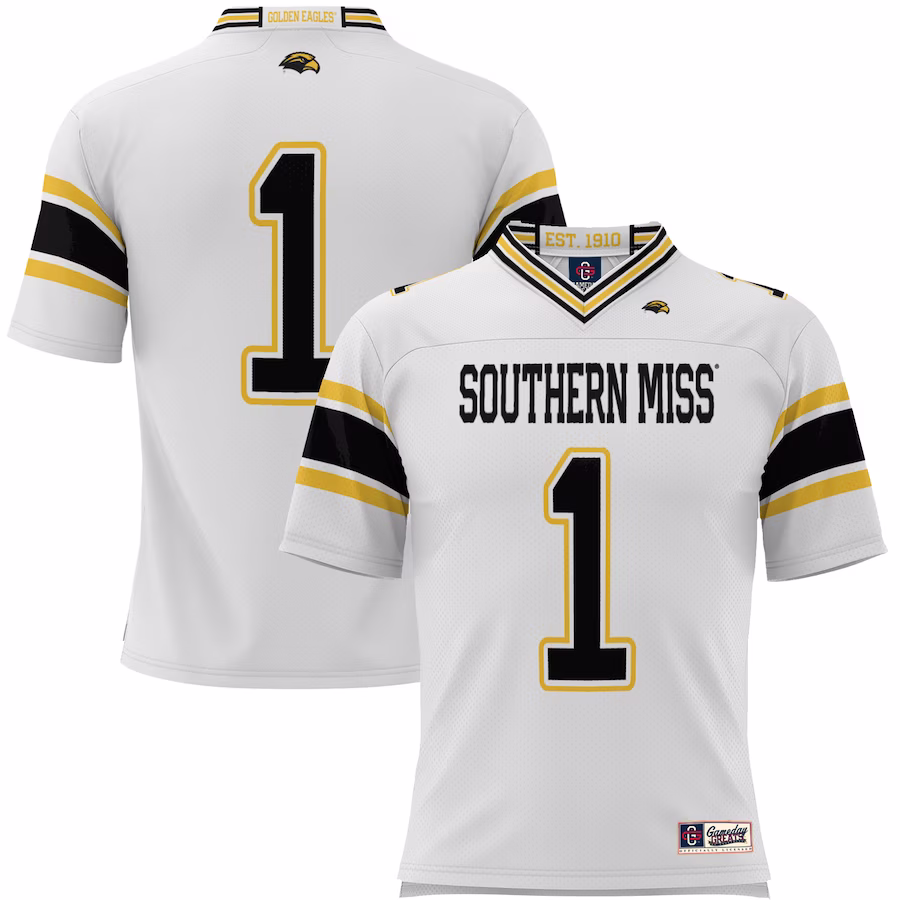 #1 Southern Miss Golden Eagles GameDay Greats Youth Endzone Football Jersey - White - Jersey