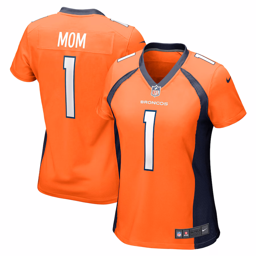 Women's Denver Broncos Number 1 Mom Nike Orange Game Jersey - Jersey