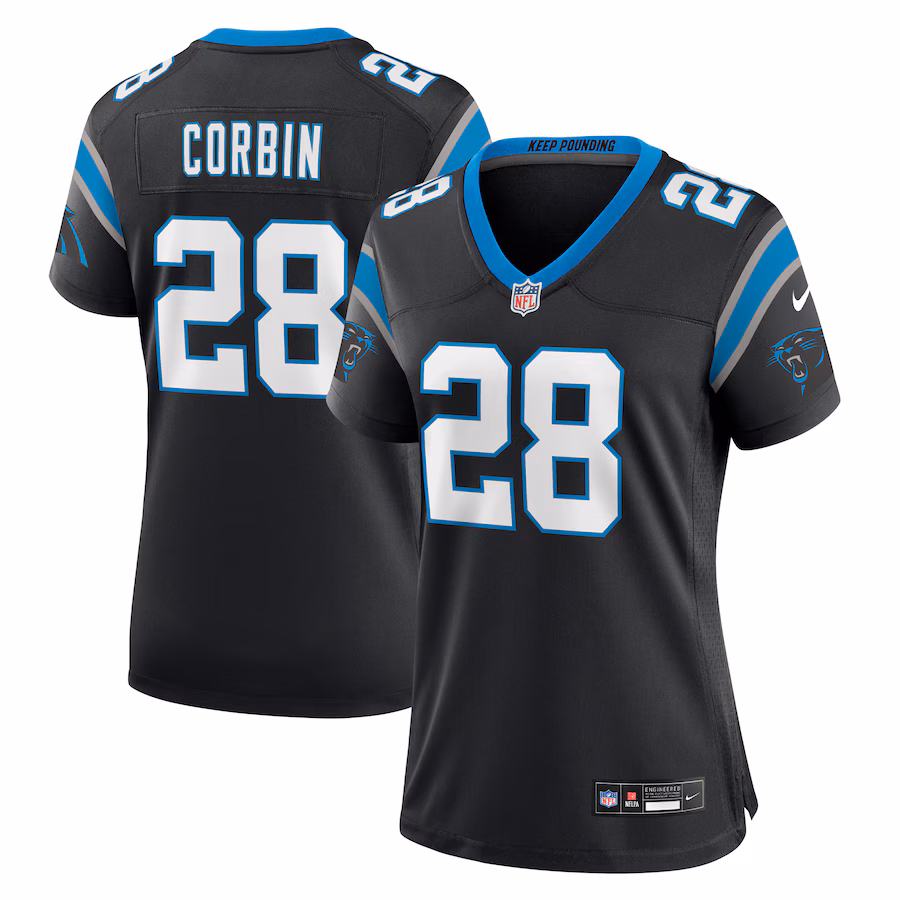 Women's Carolina Panthers Jashaun Corbin Nike  Black Team Game Jersey - Jersey