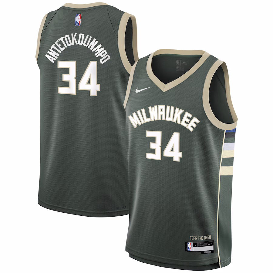 Youth Milwaukee Bucks Giannis Antetokounmpo Nike Hunter Green Swingman Jersey - Icon Edition - Jersey