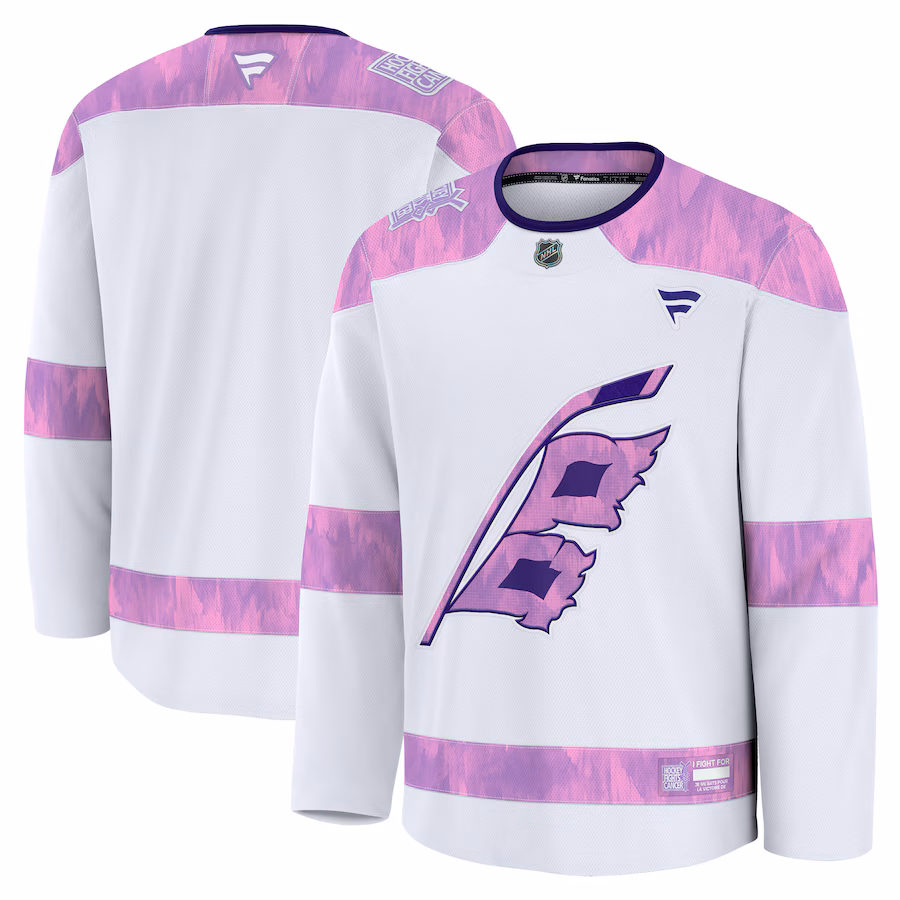 Men's Carolina Hurricanes Fanatics White 2024 Hockey Fights Cancer Practice Jersey - Jersey