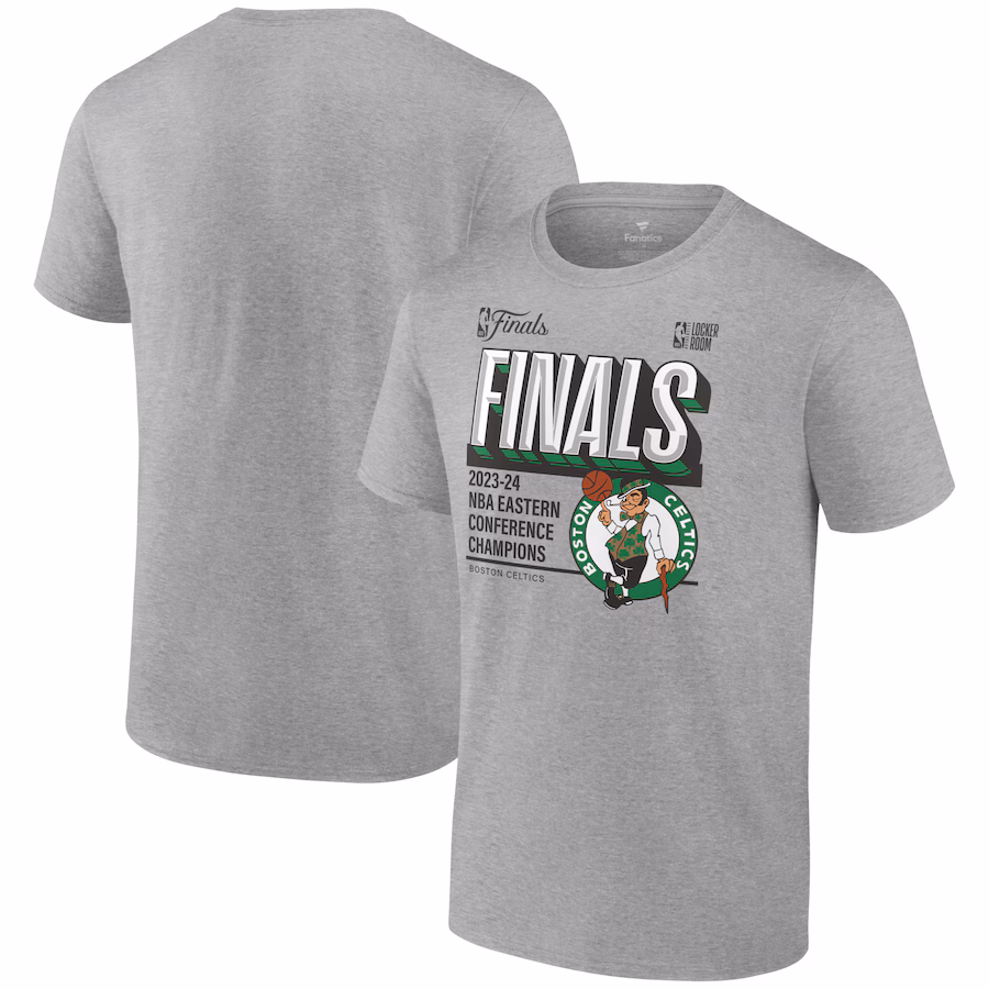 Men's Boston Celtics Fanatics Steel 2024 Eastern Conference Champions Locker Room Post Up Move T-Shirt - Jersey