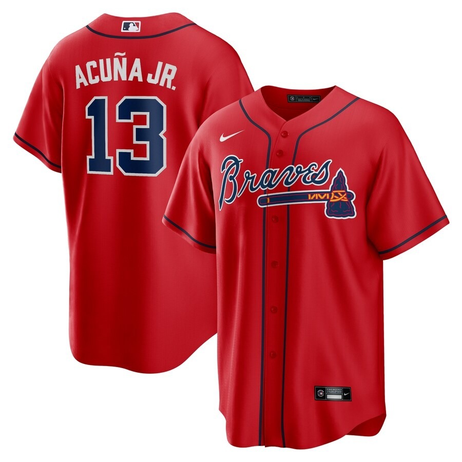 Men's Atlanta Braves Ronald Acuna Jr. Nike Red Alternate Replica Player Name Jersey - Jersey