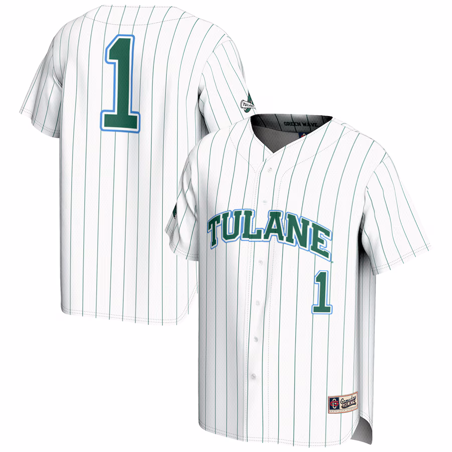 Youth GameDay Greats #1 White Tulane Green Wave Lightweight Baseball Jersey - Jersey