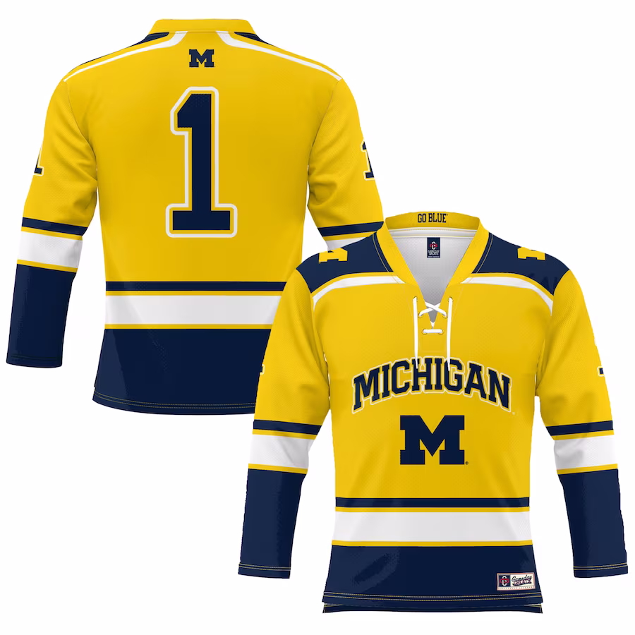 #1 Michigan Wolverines GameDay Greats Youth Hockey Jersey - Maize - Jersey