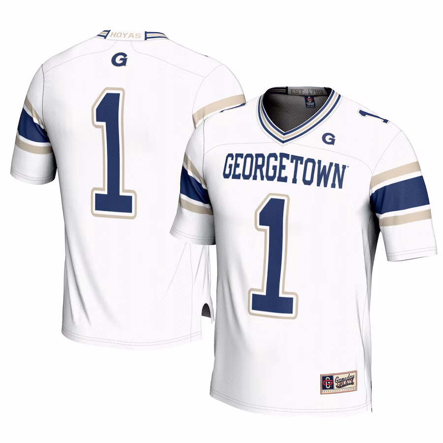 Men's GameDay Greats #1 White Georgetown Hoyas Football Jersey - Jersey