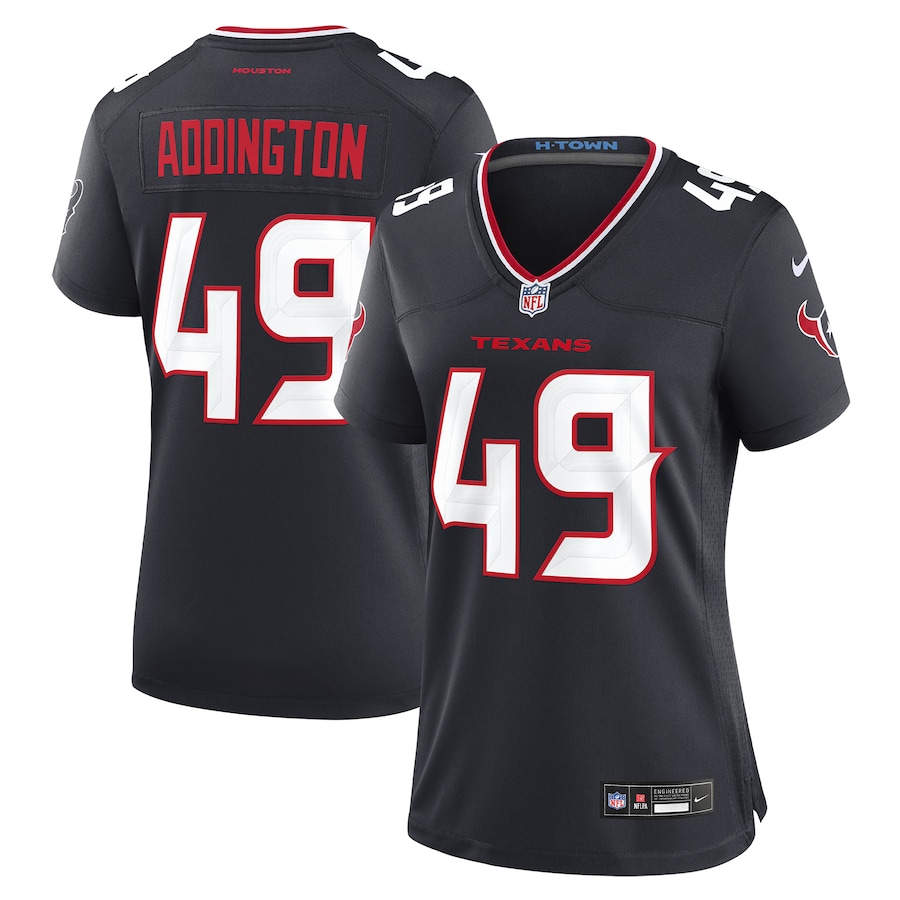 Women's Houston Texans Tucker Addington Nike Navy Team Game Jersey - Jersey