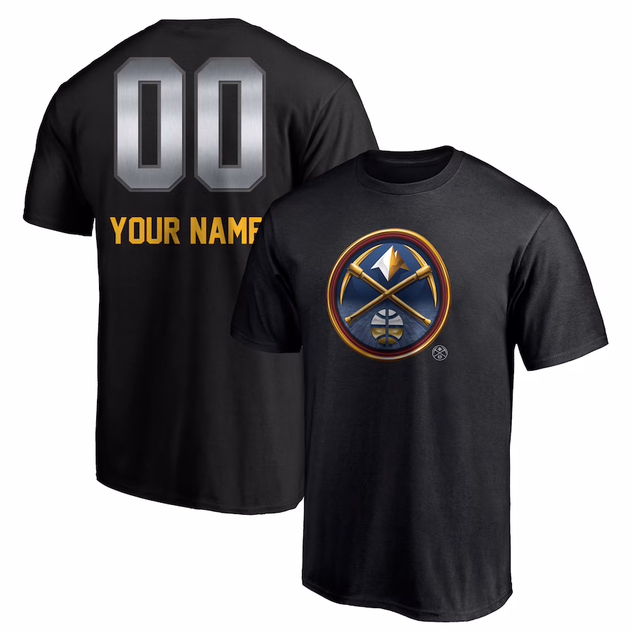 Men's Denver Nuggets Black Midnight Mascot Personalized Name & Number T-Shirt - Jersey