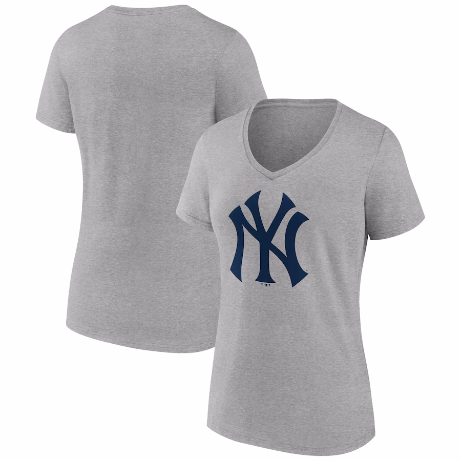 Women's New York Yankees Ash Secondary Color Primary Logo T-Shirt - Jersey
