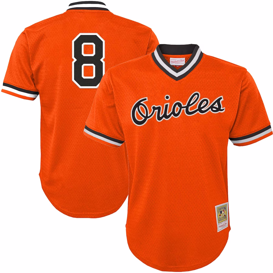 Youth Baltimore Orioles Cal Ripken Jr. Mitchell & Ness Orange Cooperstown Collection Mesh Batting Practice Jersey - Jersey