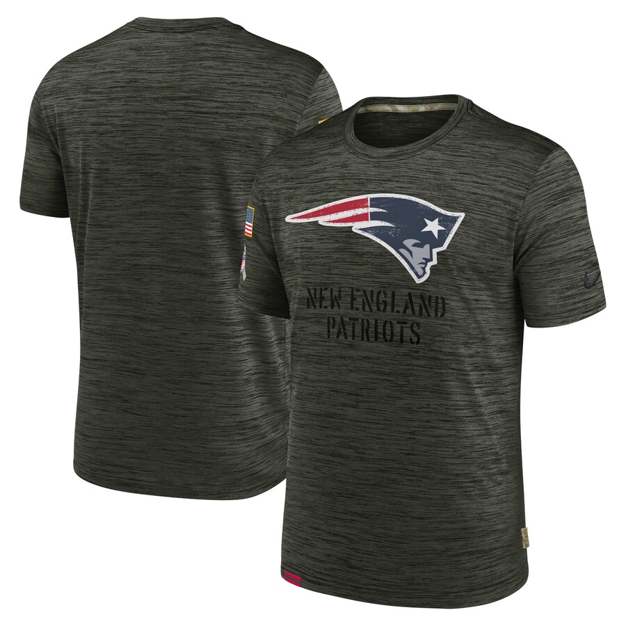 Men's New England Patriots Nike Olive Salute to Service Velocity Team T-Shirt - Jersey