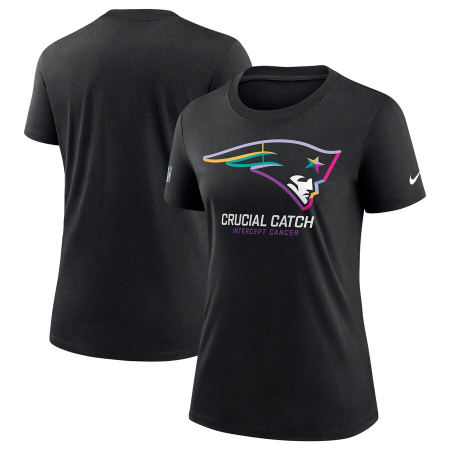 Women's New England Patriots  Nike Black 2024 NFL Crucial Catch Tri-Blend T-Shirt - Jersey