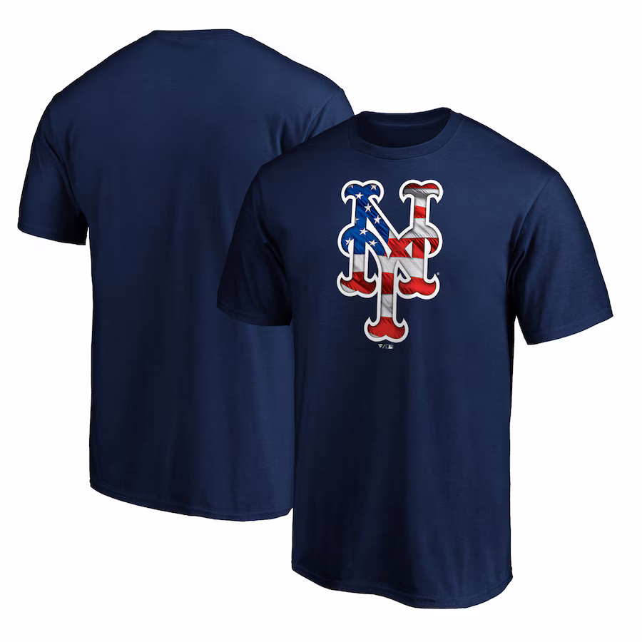 Men's New York Mets Navy Team Banner Wave T-Shirt - Jersey