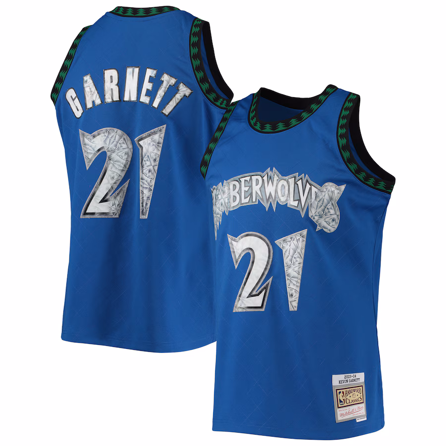 Men's Minnesota Timberwolves Kevin Garnett Mitchell & Ness Blue 2003/04 Hardwood Classics NBA 75th Anniversary Diamond Swingman Jersey - Jersey