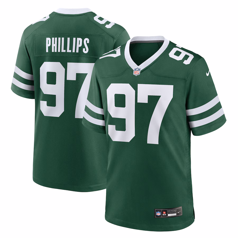 Men's New York Jets Harrison Phillips Nike Legacy Green Team Game Jersey - Jersey
