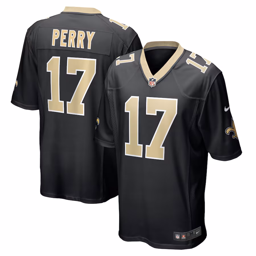 Men's New Orleans Saints A.T. Perry Nike  Black Team Game Jersey - Jersey