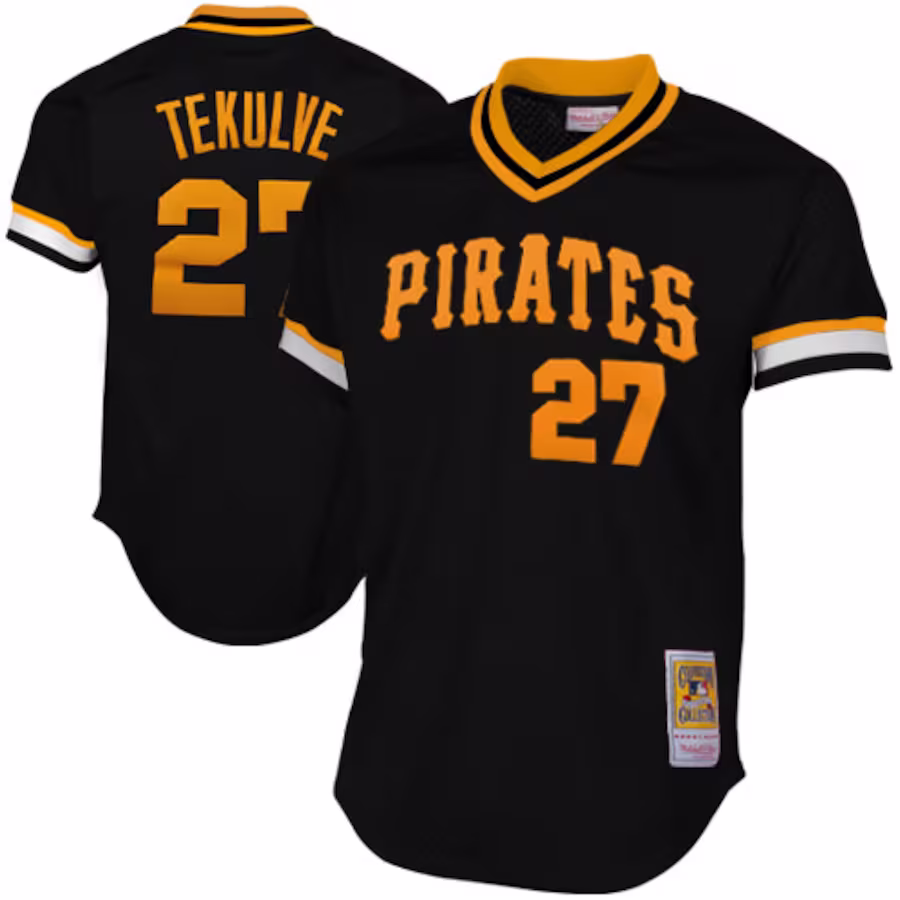 Mitchell & Ness Pittsburgh Pirates Kent Tekulve 1982 Cooperstown Collection Authentic Practice Jersey - Black - Jersey