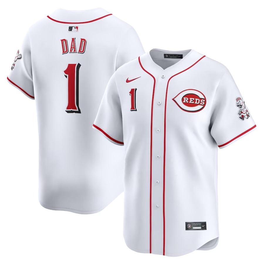 Men's Cincinnati Reds Nike White #1 Dad Home Limited Jersey - Jersey