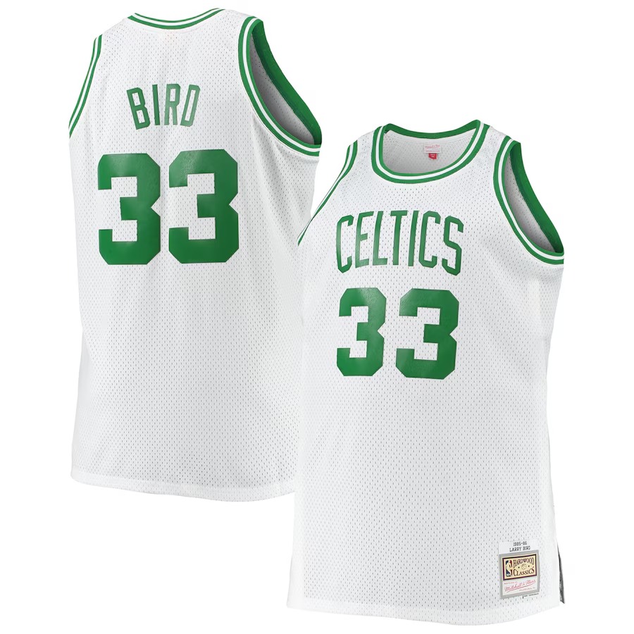 Men's Boston Celtics Larry Bird Mitchell & Ness White Big & Tall 1985/86 Hardwood Classics Swingman Jersey - Jersey