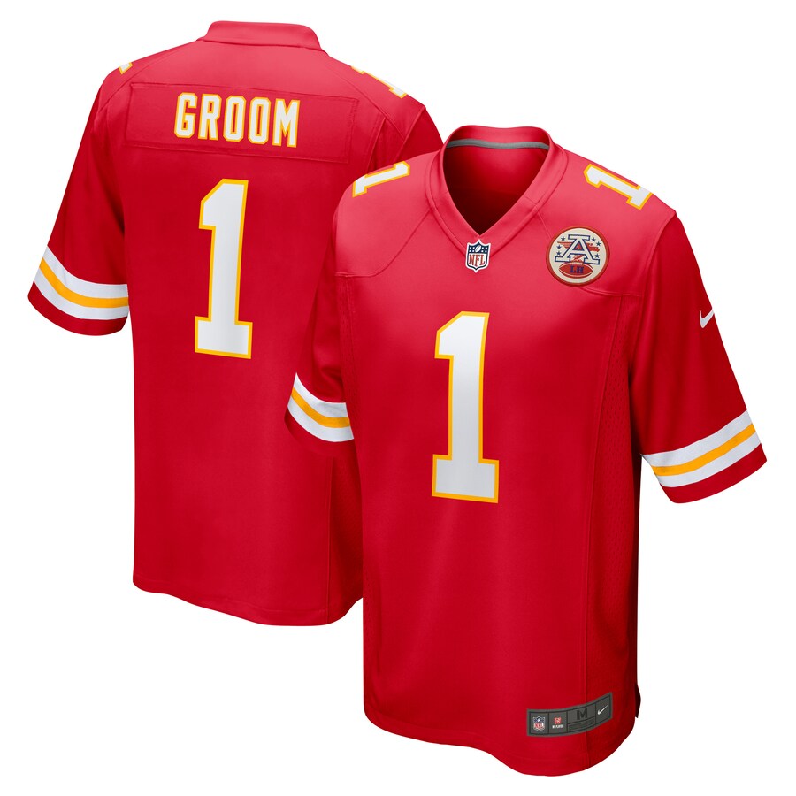 Men's Kansas City Chiefs Number 1 Groom Nike Red Game Jersey - Jersey