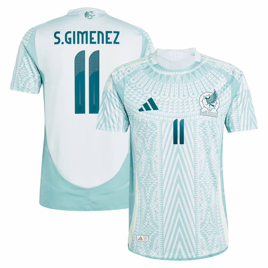 Men's Mexico National Team Santiago Giménez adidas Green 2024 Away Authentic Player Jersey - Jersey