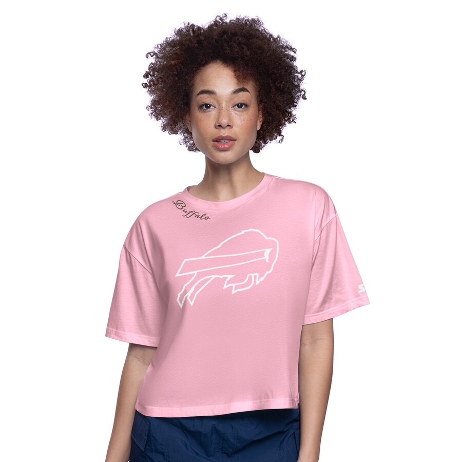 Women's Buffalo Bills  Starter Pink Play the Ball Boxy Cropped T-Shirt - Jersey