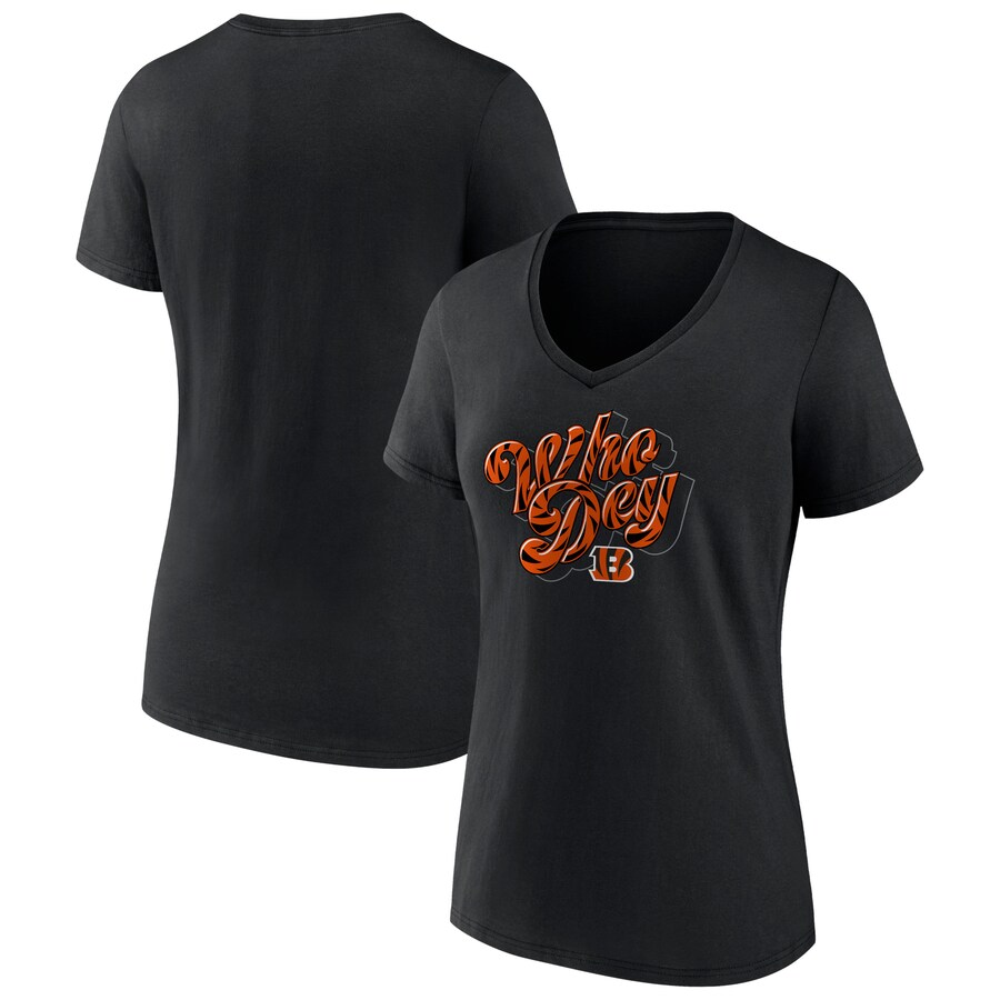 Women's Cincinnati Bengals Fanatics Black Back Home Again V-Neck T-Shirt - Jersey