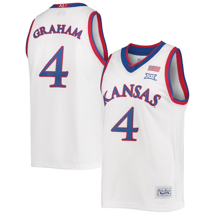 Men's Original Retro Brand Devonte' Graham White Kansas Jayhawks Commemorative Classic Basketball Jersey - Jersey