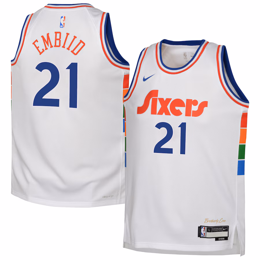 Youth Philadelphia 76ers Joel Embiid Nike White 2024/25 Swingman Player Jersey - City Edition - Jersey