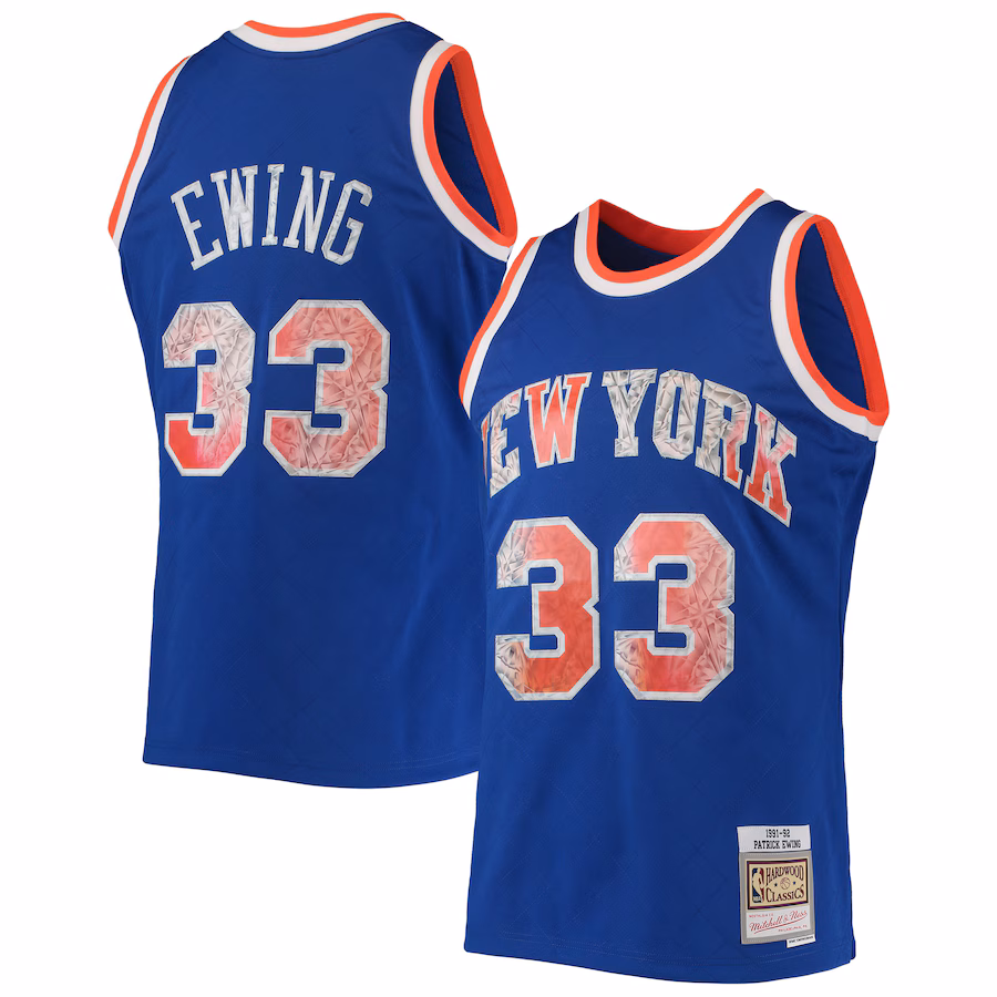 Men's New York Knicks Patrick Ewing Mitchell & Ness Blue 1991/92 Hardwood Classics NBA 75th Anniversary Diamond Swingman Jersey - Jersey