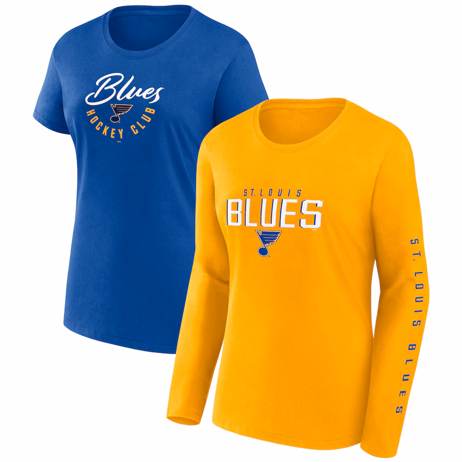 Women's St. Louis Blues Fanatics Blue Long and Short Sleeve Two-Pack T-Shirt Set - Jersey
