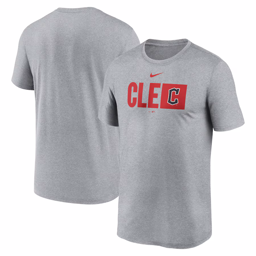 Men's Cleveland Guardians Nike Heather Gray Tricode Legend T-Shirt - Jersey