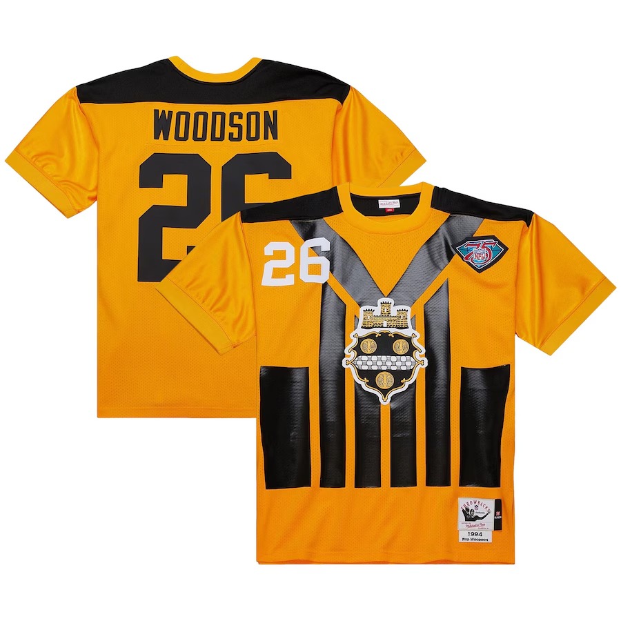 Men's Pittsburgh Steelers 1994 Rod Woodson Mitchell & Ness Gold Authentic Throwback Retired Player Jersey - Jersey