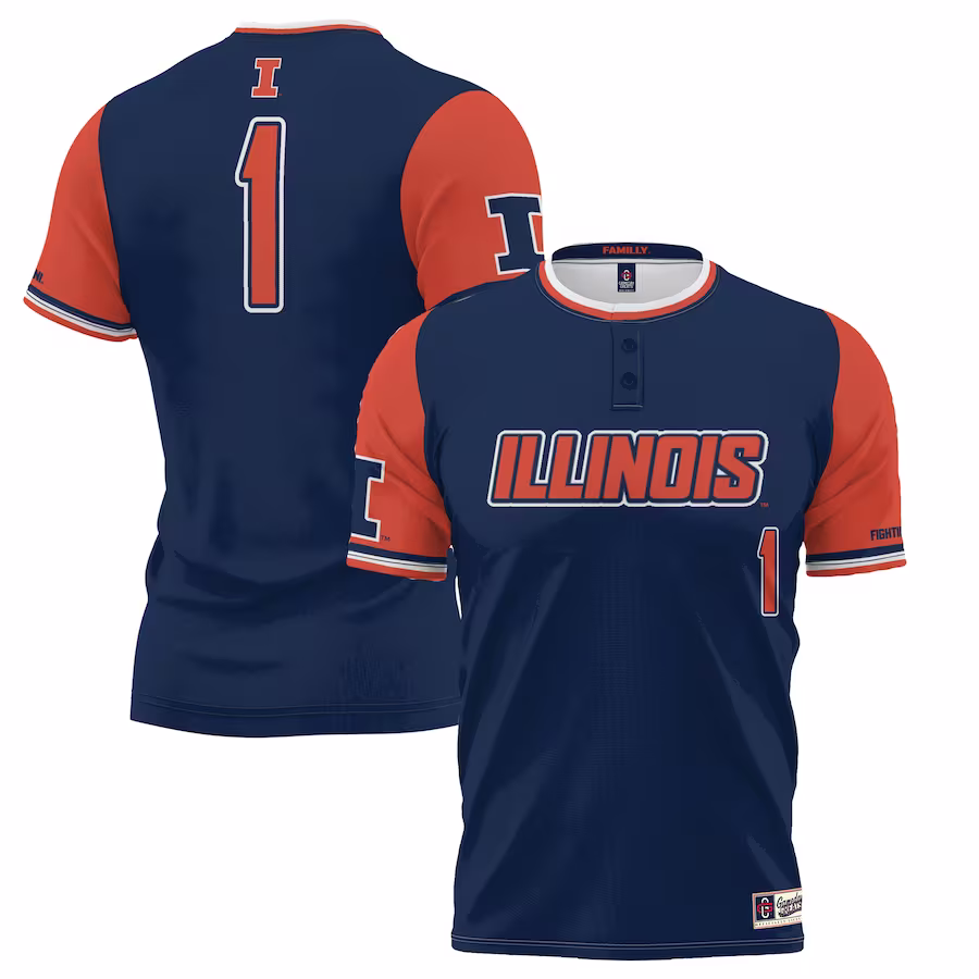 #1 Illinois Fighting Illini GameDay Greats Youth Lightweight Softball Jersey - Navy - Jersey