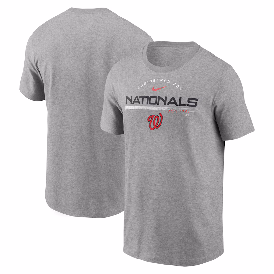 Men's Washington Nationals Nike Heather Gray Team Engineered Performance T-Shirt - Jersey