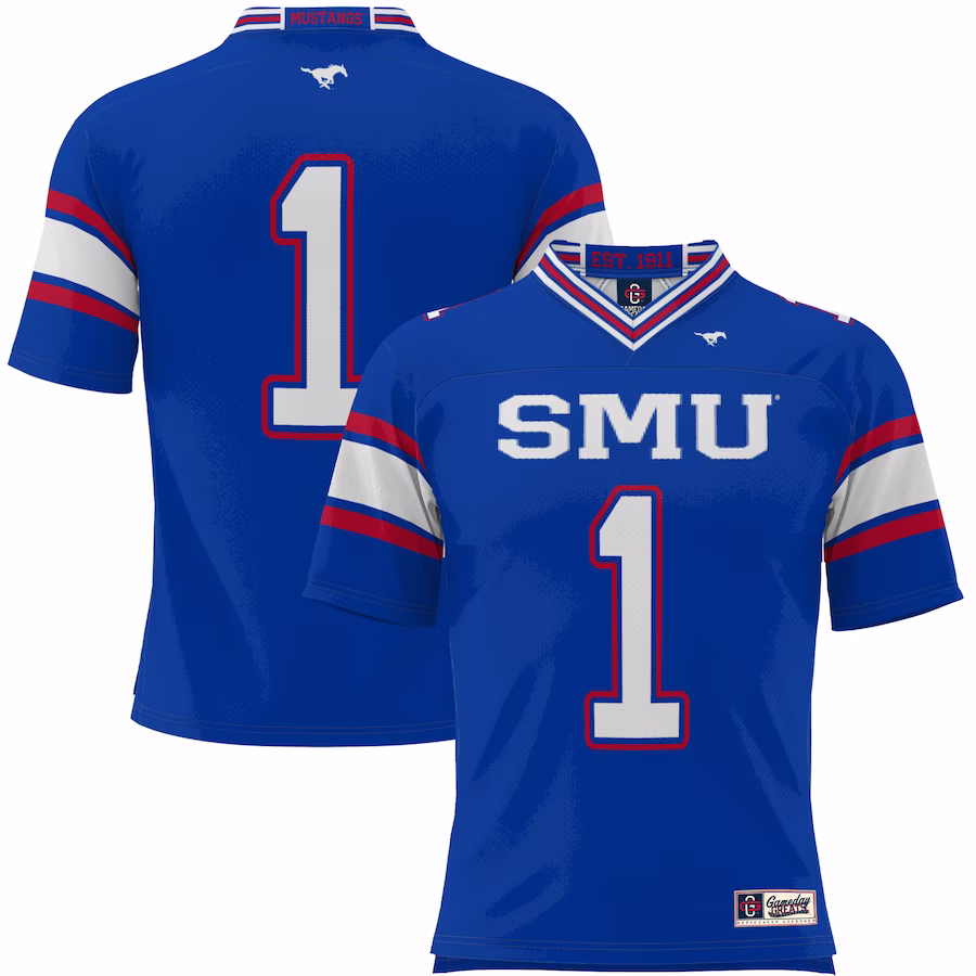 #1 SMU Mustangs GameDay Greats Youth Endzone Football Jersey - Blue - Jersey