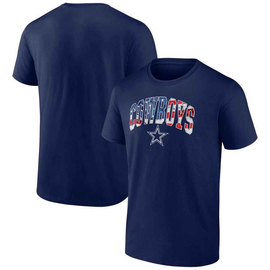 Men's Dallas Cowboys Navy Banner Wave Logo T-Shirt - Jersey