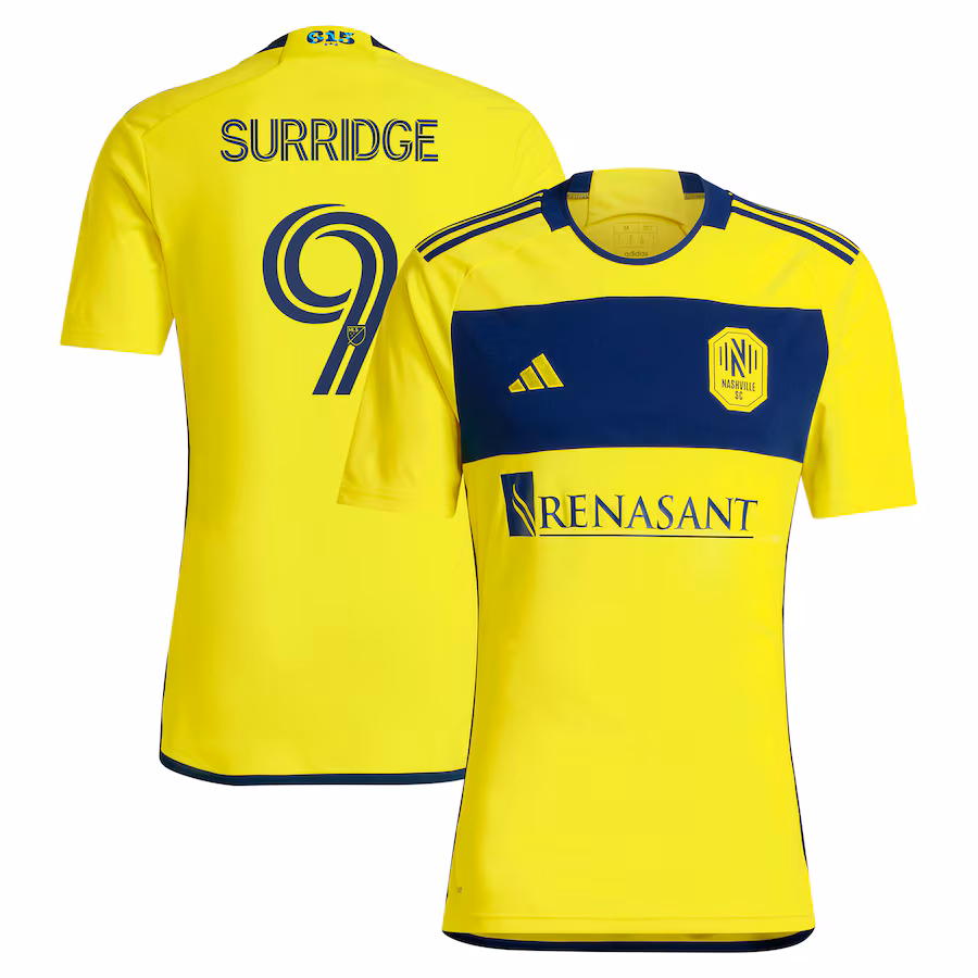 Men's Nashville SC Sam Surridge adidas Yellow 2024 The 615 Kit Replica Player Jersey - Jersey