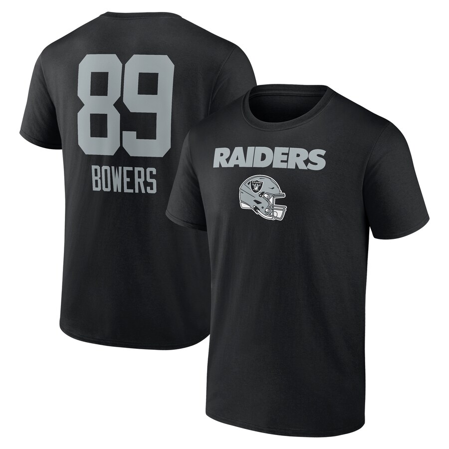 Men's Las Vegas Raiders Brock Bowers Black Name & Number Team Wordmark T-Shirt - Jersey
