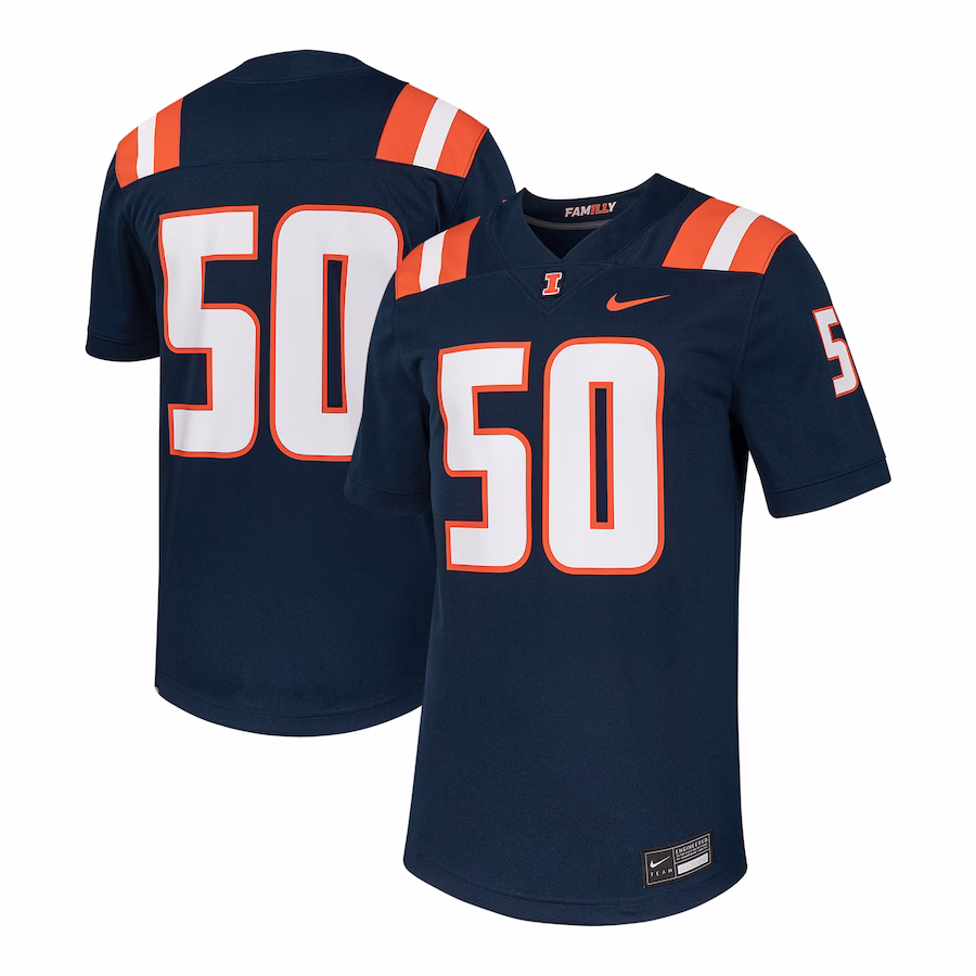 #50 Illinois Fighting Illini Nike Untouchable Football Replica Jersey - Navy - Jersey