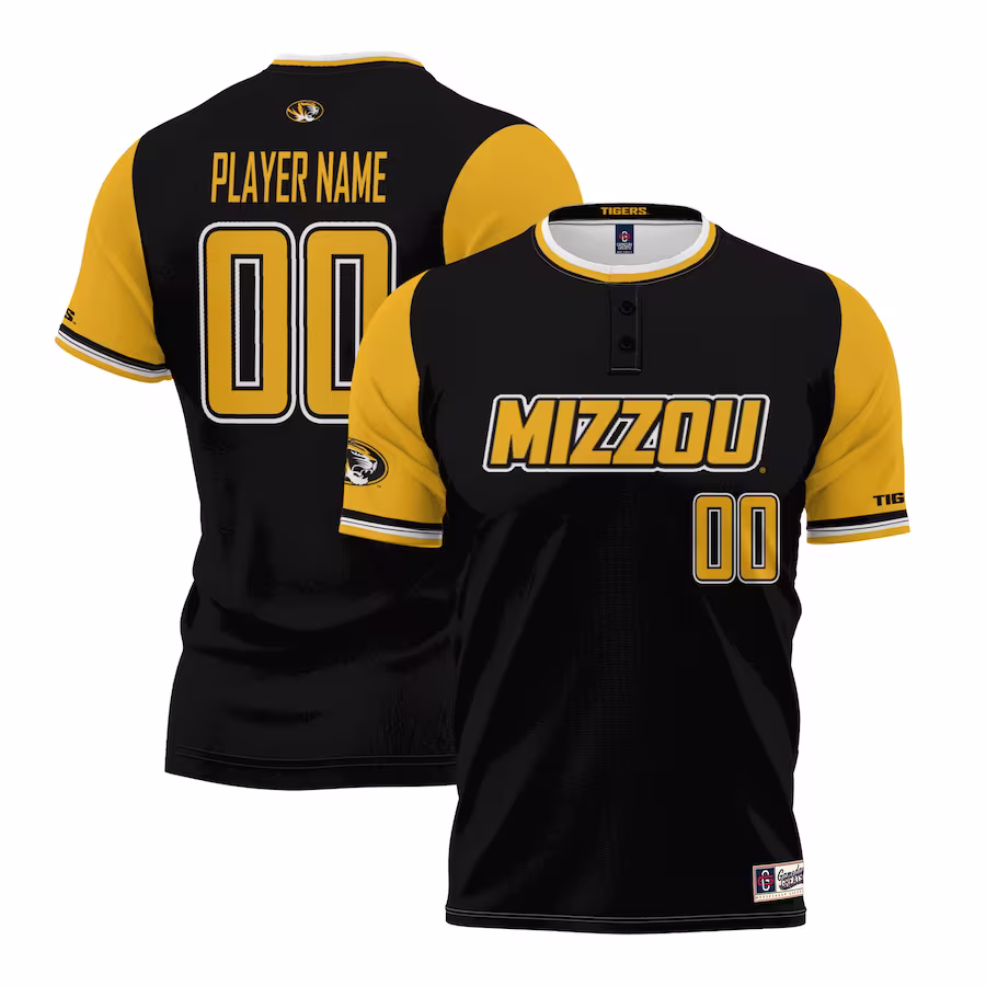 Missouri Tigers GameDay Greats Unisex  NIL Pick-A-Player Lightweight Softball Jersey - Black - Jersey