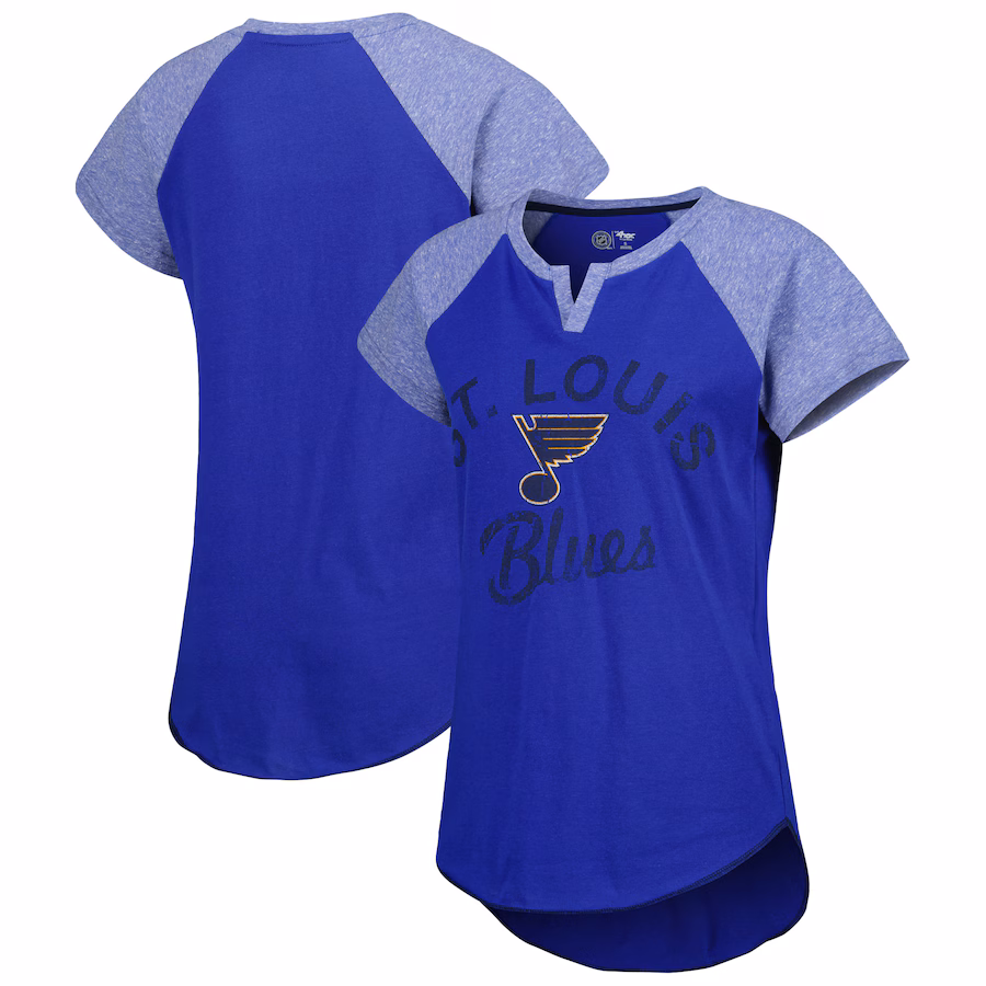 Women's St. Louis Blues Starter Blue Grand Slam Raglan Notch Neck T-Shirt - Jersey