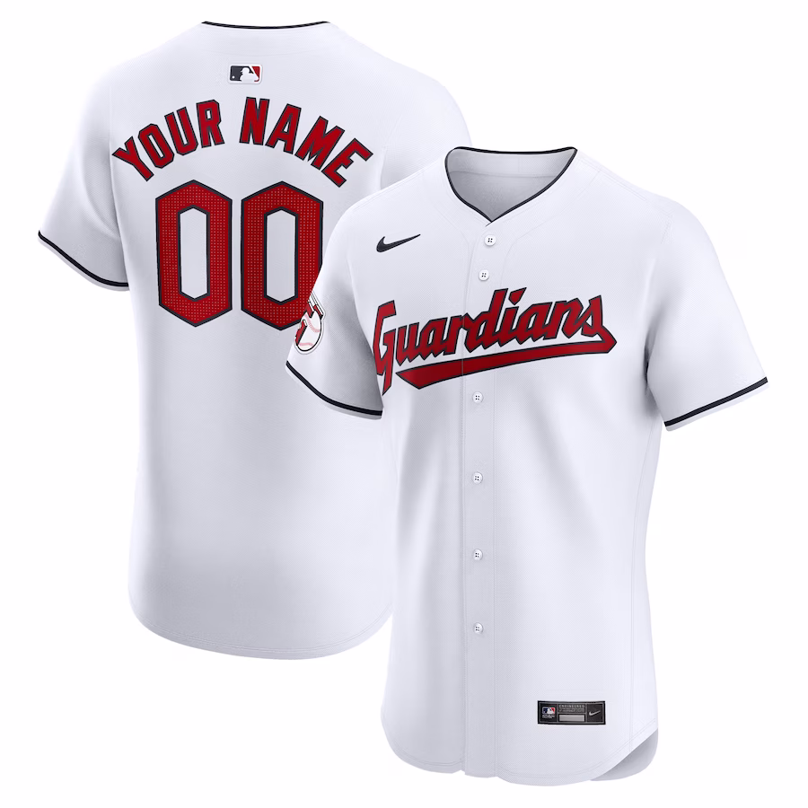 Men's Cleveland Guardians Nike White Home Elite Custom Jersey - Jersey
