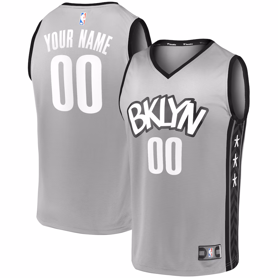Men's Brooklyn Nets Fanatics Gray Fast Break Replica Custom Jersey - Statement Edition - Jersey