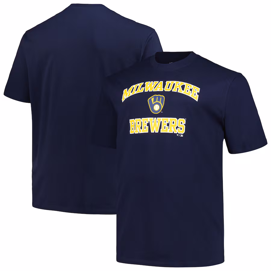 Men's Milwaukee Brewers Profile Navy Big & Tall Heart & Soul T-Shirt - Jersey