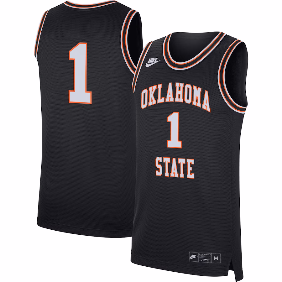 #1 Oklahoma State Cowboys Nike Retro Replica Basketball Jersey - Black - Jersey