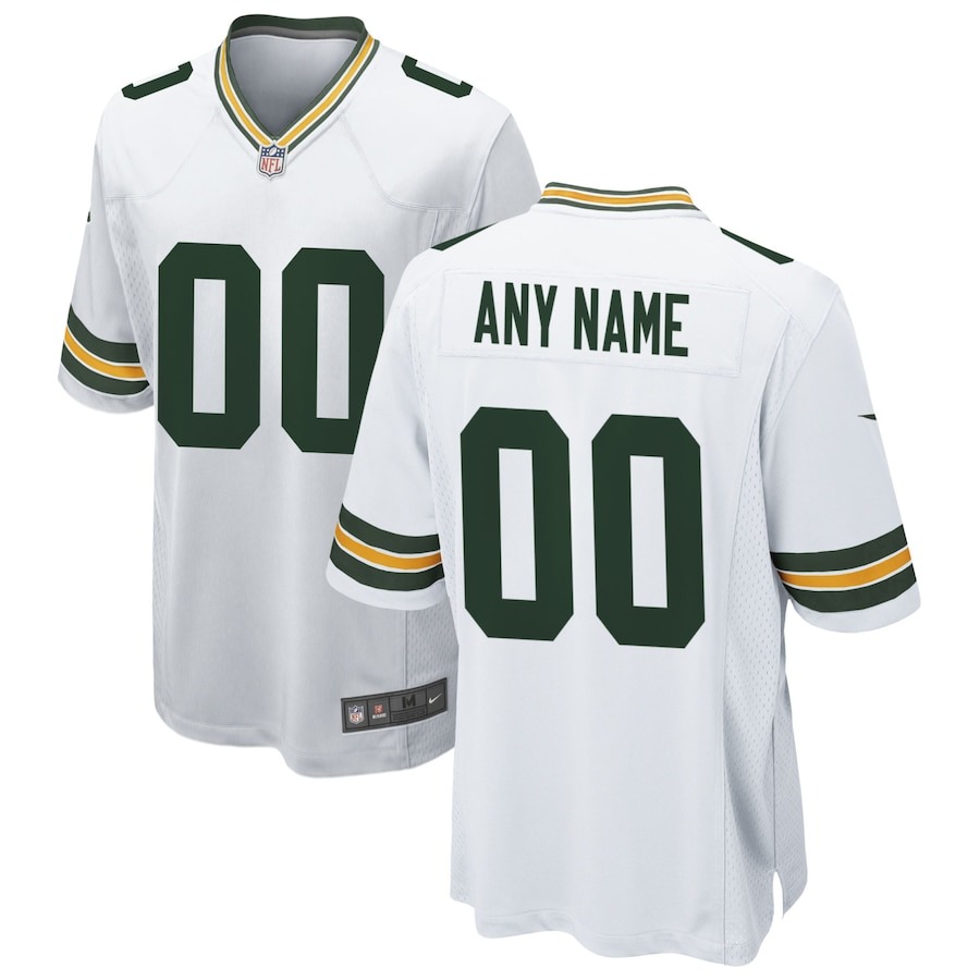 Men's Green Bay Packers Nike White Custom Game Jersey - Jersey
