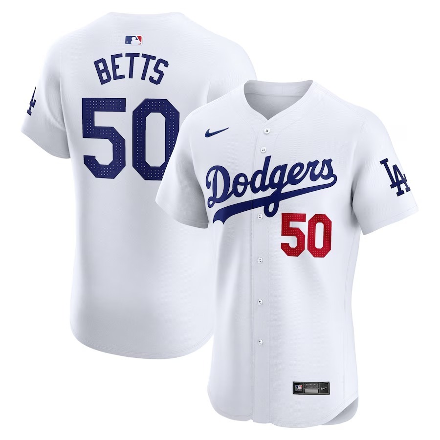 Men's Los Angeles Dodgers Mookie Betts Nike White Home Elite Player Jersey - Jersey