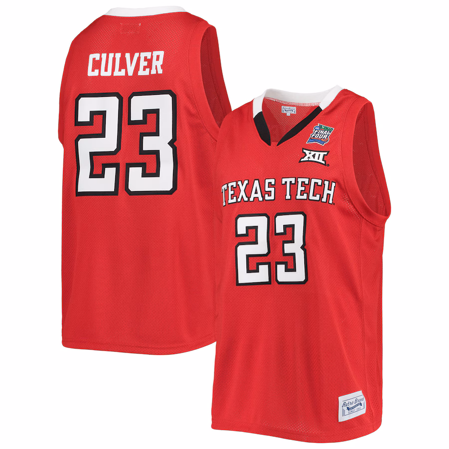 Men's Original Retro Brand Jarrett Culver Red Texas Tech Red Raiders Alumni Commemorative Replica Basketball Jersey - Jersey
